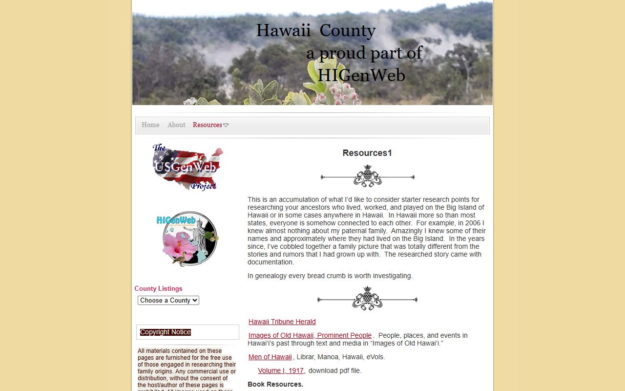 Hawaii County genealogy research resources on the Big Island