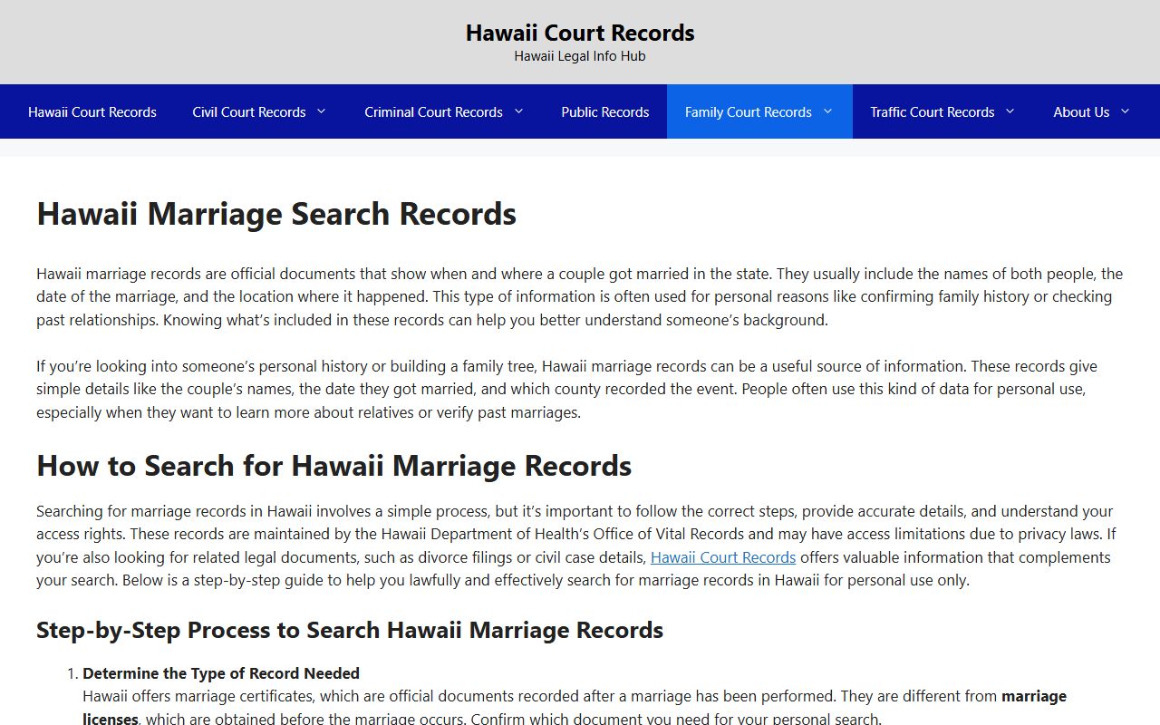 Honolulu County historical marriage records available through Hawaii State Archives digital collections