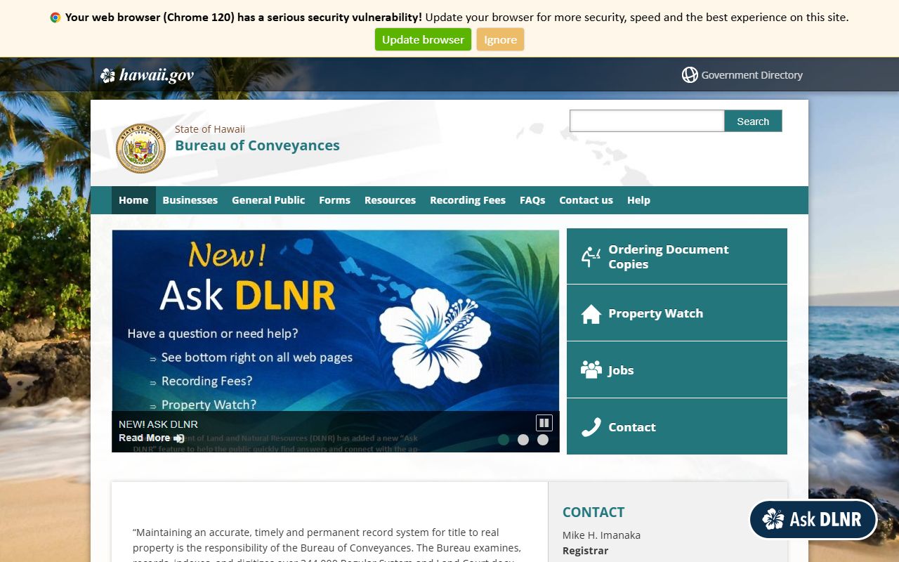 Hawaii Bureau of Conveyances land records genealogy research